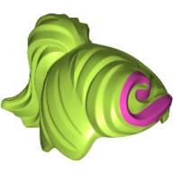 Lego Hair Ponytail and Fringe with Dark Pink Highlight Print / Lime