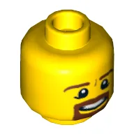 Minifig Head, Brown Beard and Eyebrows, Goatee, Pupils, Teeth Print / Yellow