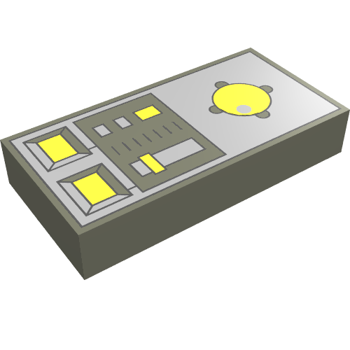 Lego Tile 1 x 2 with Joystick and Vehicle Control Panel Print / Dark Gray