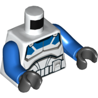Lego Torso Armor with Blue Neck and Shoulders, Utility Belt Print, Blue Arms, Black Hands / White
