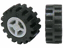 Lego Wheel 8mm D. x 6mm with Black Tire 15mm D. x 6mm Offset Tread Small - Band Around Center of Tread (4624 / 87414)