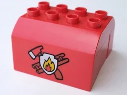 Duplo Train Cab Upper Section with Axe, Ladder & Fire Print