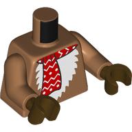 Lego Torso Fur, White Chest, Red Scarf, Tail print, Medium Nougat Arms, Dark Brown Hands / Medium Nougat