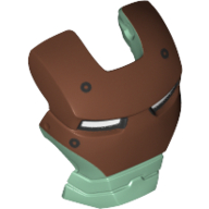 Lego Headwear Accessory Visor Top Hinge with Copper Face Shield, White Eyes and 4 Rivets Print (Scuba Iron Man) / Sand Green