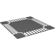 Lego Baseplate 32 x 32 with 6-Stud Crossroads with White Dashed Lines and Crosswalks Print / Dark Bluish Gray