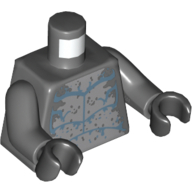 Lego Torso Bare Chest, Light Bluish Gray Stomach, Sand Blue Muscle Lines Print (Hammerhead Warrior), Dark Bluish Gray Arms, Black Hands / Dark Bluish Gray