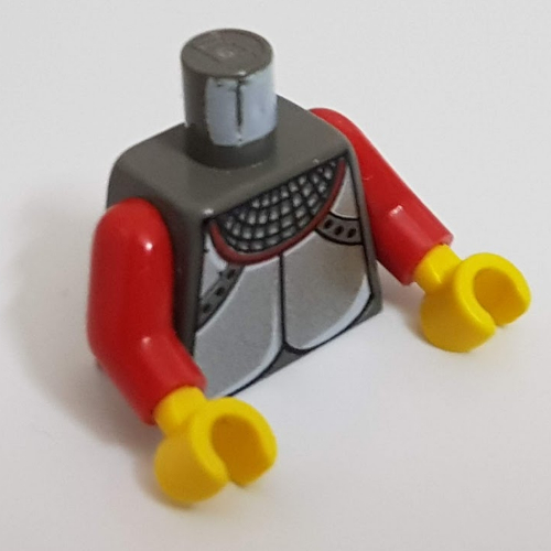 Lego Torso Armor with Silver Plates Print, Red Arms, Yellow Hands / Dark Gray