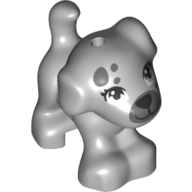 Lego Animal, Dog, Small Standing with Black Eyes, Dark Bluish Grey Spots, Nose print / Light Bluish Gray