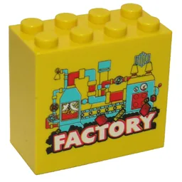 Brick 2 x 4 x 3 with 'Factory' Print / Yellow