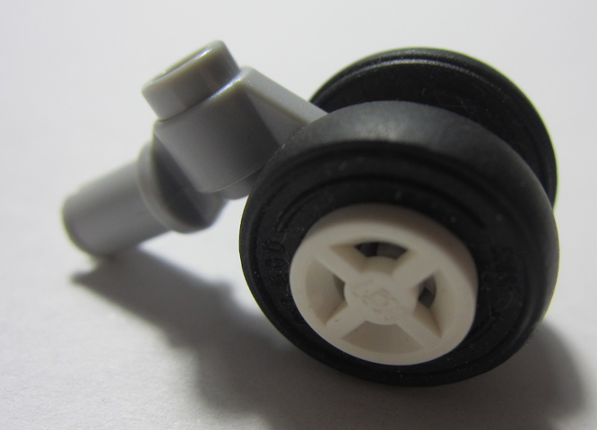 Lego Technic Pin with Dual Wheels Holder with White Wheels and Black Tires (61483 / 4624 / 3139)