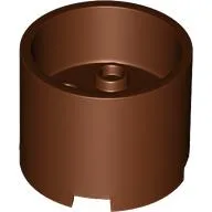 Brick Round 3 x 3 x 2 Recessed Center with 2 x 2 Studs and Axle Hole / Reddish Brown