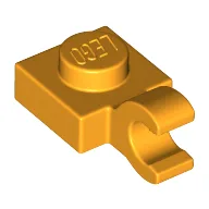 Plate Special 1 x 1 with Clip Horizontal [Thick Open O Clip] / Bright Light Orange