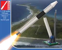 Falcon 1 w/ launch pad (Saturn V scale)