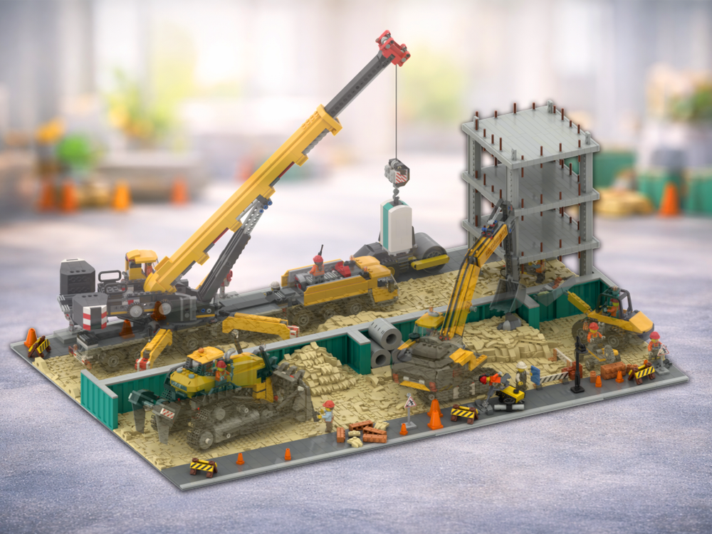 Lego Modular Construction Site Display for sets 60420 + 60466 + 60450 + 60409 + 60401 + 952502 + 952403