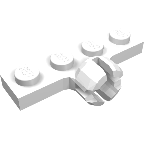 Lego Plate Special 1 x 4 with Towball Socket, Short, 4 Slots / White