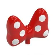 Headwear Accessory Bow Large with Small Pin with 6 White Polka Dots on Front and Back Print / Red