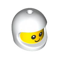 Lego Minifig Head Special, Baby with White Helmet pattern, Face print / Yellow
