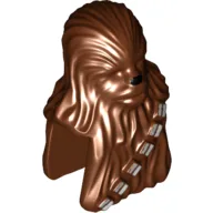 Minifig Head Special, Wookiee with Silver Bandolier / Black Nose Print / Reddish Brown