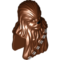 Lego Minifig Head Special, Wookiee with Silver Bandolier / Black Nose Print / Reddish Brown