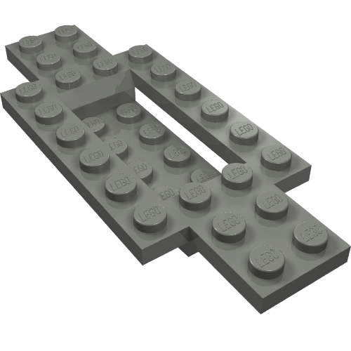 Lego Vehicle Base 4 x 10 x 2/3 with 4 x 2 Recessed Center with Smooth Underside / Dark Bluish Gray