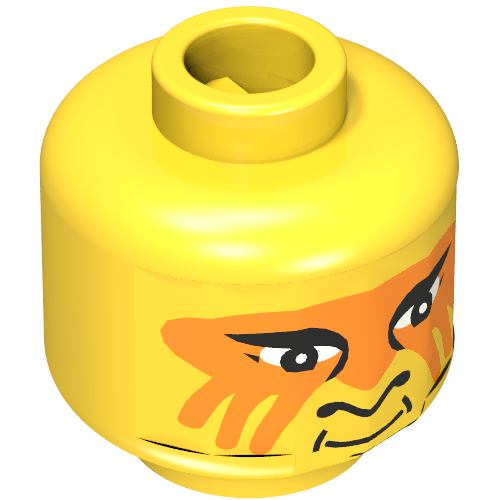 Lego Minifig Head Indian, Face Paint with Orange Painted Face Print [Blocked Open Stud] / Yellow
