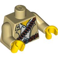 Lego Torso Jacket, White Shirt, Bandolier and Silver Buckle Print (Jake Raines), Tan Arms, Yellow Hands / Tan
