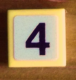 Tile 1 x 1 with Black Number 4 on White Background Pattern (Sticker) - Set 8679