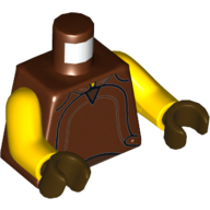 Lego Torso Vest, Leather with Collar Print, Yellow Arms, Dark Brown Hands / Reddish Brown