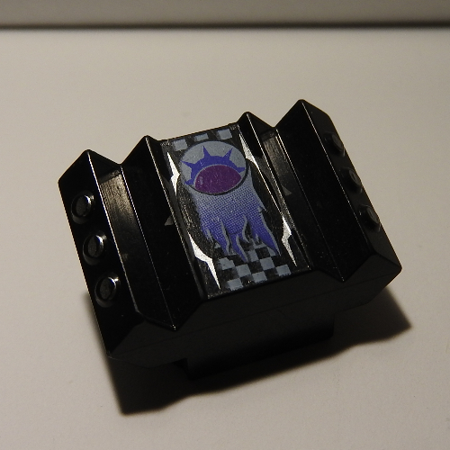 Lego Brick Sloped 2 x 2 No Studs with Angled Side Block Extensions and Spiky Print