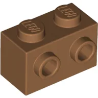 Brick Special 1 x 2 with 2 Studs on 1 Side / Medium Nougat