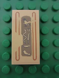Tile 2 x 4 with Hieroglyphs, Bird on Top Pattern (Sticker) - Set 7326