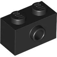 Brick Special 1 x 2 with 1 Center Stud on 1 Side, Bottom Stud Holder / Black