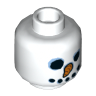 Lego Minifig Head Snowman, Coal Eyes, Carrot Nose, Coal Mouth / White