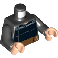 Lego Torso Tunic with Cape Chain Clasp Ornate and Belt Print (Dooku Clone Wars), Black Arms, Light Nougat Hands / Black