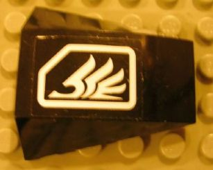Lego Wedge 4 x 4 Triple Curved No Studs with White Quad Wing on Black Background Pattern (Sticker) - Set 8106