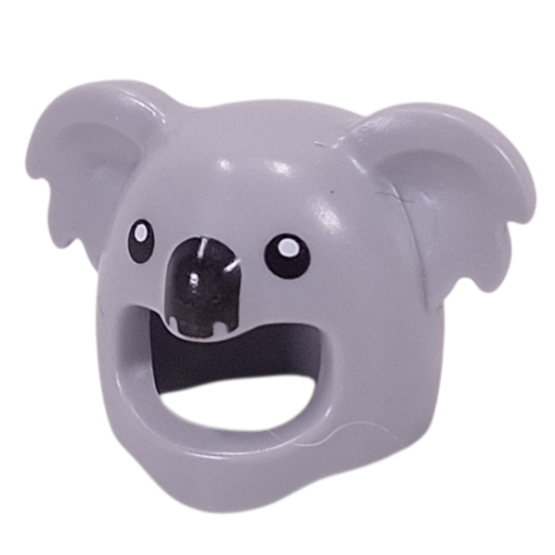 Lego Costume / Mask, Koala with Black Eyes, Nose print / Light Bluish Gray