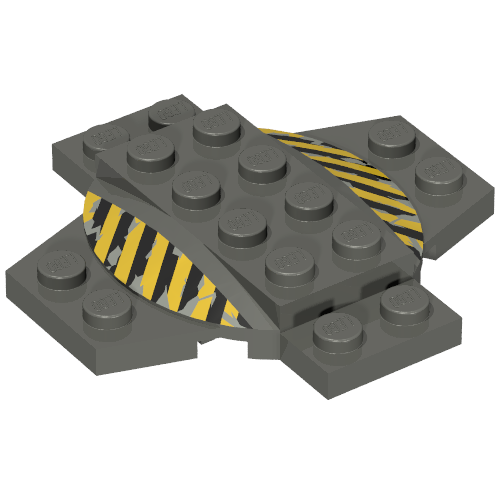 Lego Plate Special 6 x 6 x 2/3 Cross with Dome and Danger Stripes Print