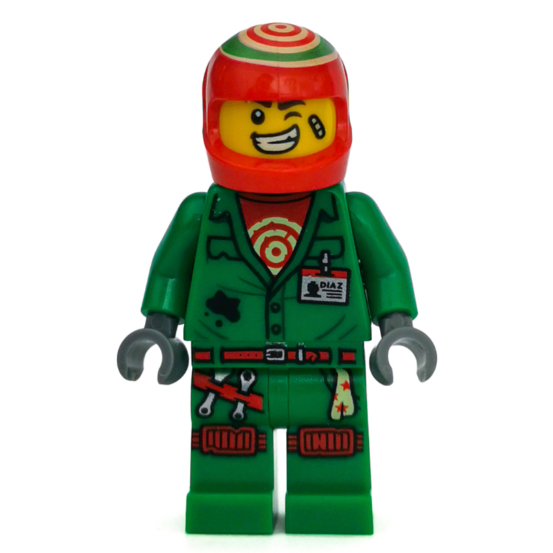 Lego Douglas Elton / El Fuego, Green Outfit with Red Helmet