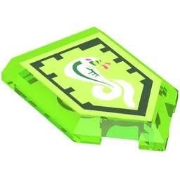 Tile Special 2 x 3 Pentagonal with Nexo Power Shield Print - Snake Den / Trans-Bright Green