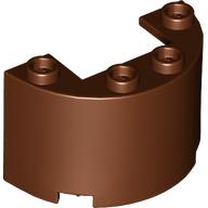 Lego Cylinder Half 2 x 4 x 2 with 1 x 2 Cutout / Reddish Brown