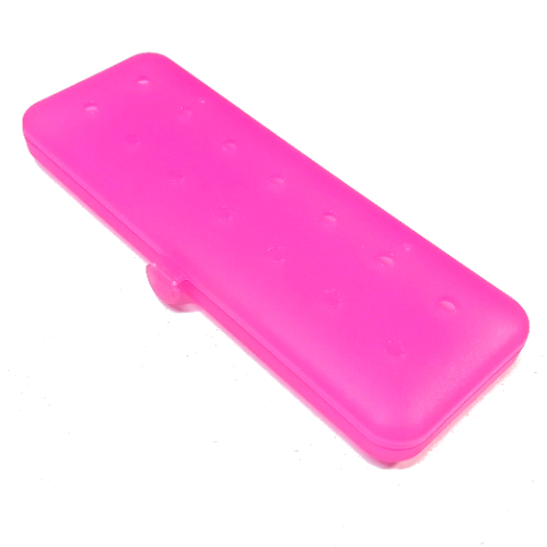 Lego Clikits Container Box, Rectangle with 2 x 7 Holes Arrangement [Hinged] / Trans-Dark Pink