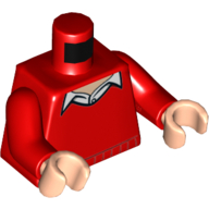 Lego Torso Sweater V-Neck over Button Down White Shirt Print (Dick Grayson), Red Arms, Light Nougat Hands / Red