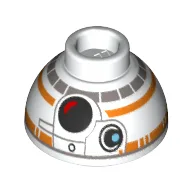 Brick Round 1.5 x 1.5 Dome Top with BB-8 Print / White