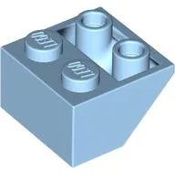 Brick Sloped Inverted 45° 2 x 2 [Ovoid Bottom Pin, Bar-sized Stud Holes] / Pastel Blue