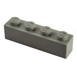 Modulex Brick 1 x 4 with M on Stud / Modulex Light Gray