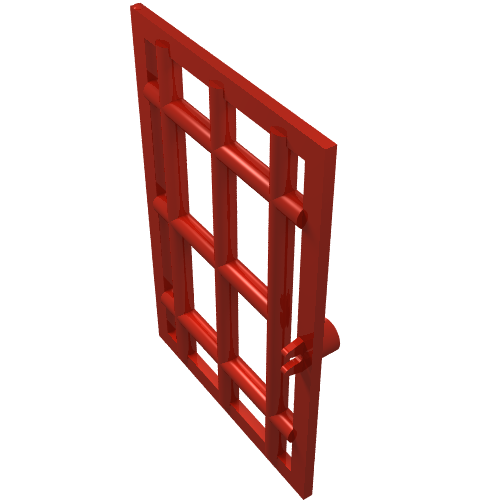 Lego Door 1 x 6 x 7 Barred / Red