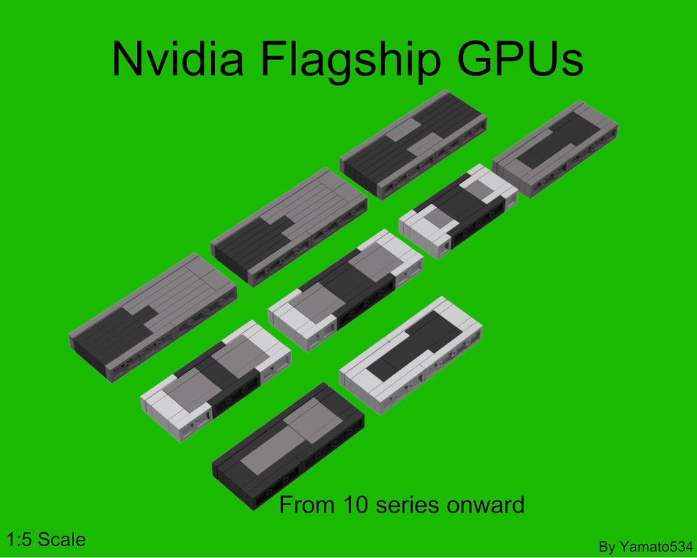 Lego 1:5 Scale Nvidia Flagship GPUs(GTX 10 series to RTX 50 Series)