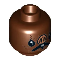 Minifig Head Kabe, Nose with 4 Nostrils, Open Mouth with Fangs Print / Reddish Brown