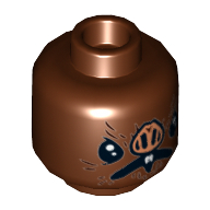 Lego Minifig Head Kabe, Nose with 4 Nostrils, Open Mouth with Fangs Print / Reddish Brown