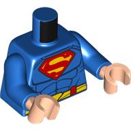 Lego Torso, Muscles, Red/Yellow Superman Symbol, Red/Yellow Belt print, Blue Arms, Light Nougat Hands / Blue